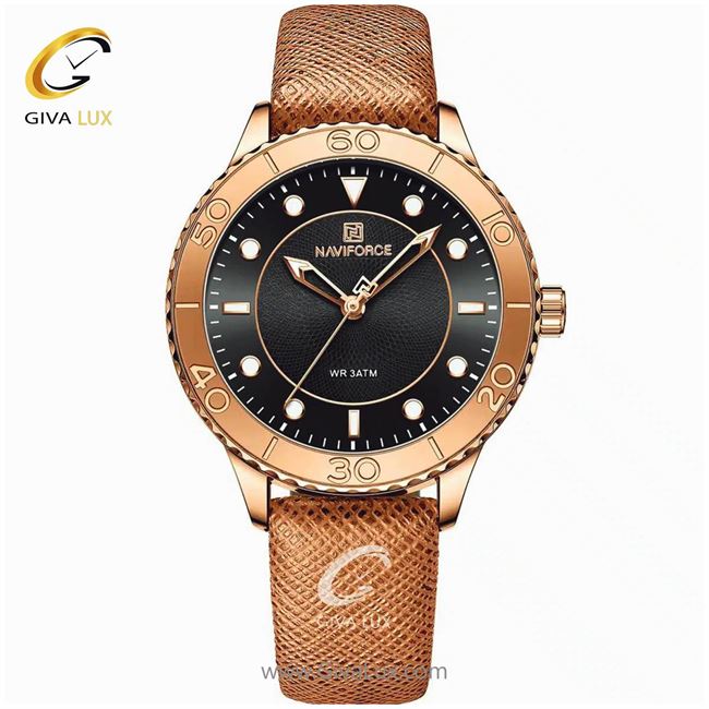 ساعت مچی اورجینال زنانه ناوی فورس|Naviforce|نوی فورس|نیوی فورس رزگلد | قهوه ای| مشکی| کد رفرنس NF5020